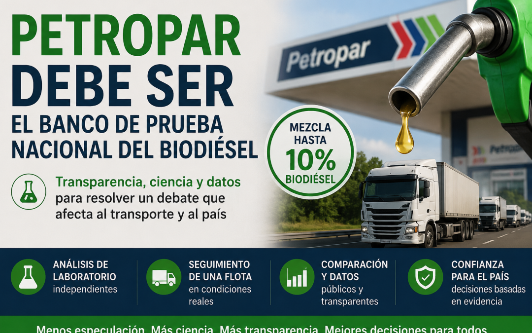 PETROPAR DEBE SER EL BANCO DE PRUEBA NACIONAL DEL BIODIÉSEL